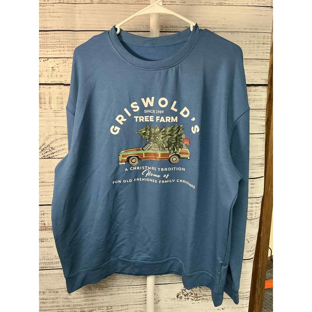 Griswold Tree Farm Sweatshirt Mens 2XL Blue Christmas‎ Vacation Family Fun